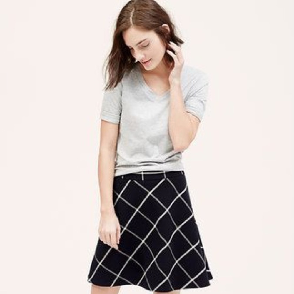 NWT Loft Windowpane Skirt - Navy/White - S